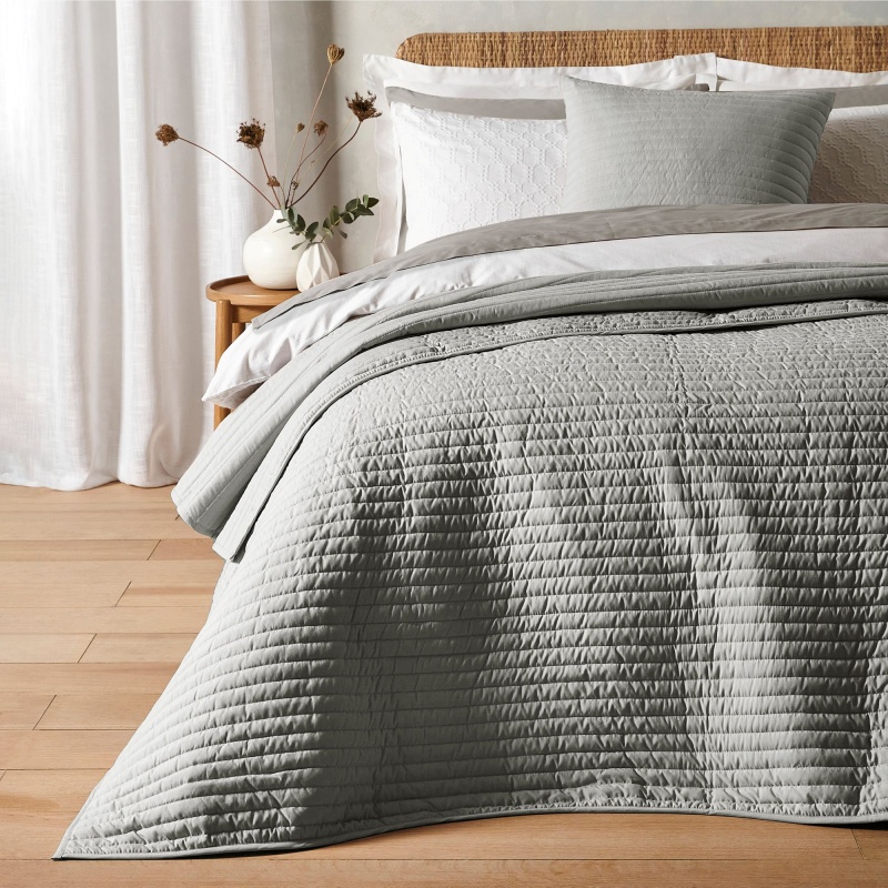 Bianca Silver Quilted Lines Bedspread
