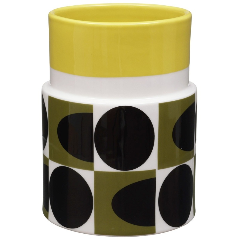 Orla Kiely Yellow Spot Square Oval Utensil Pot