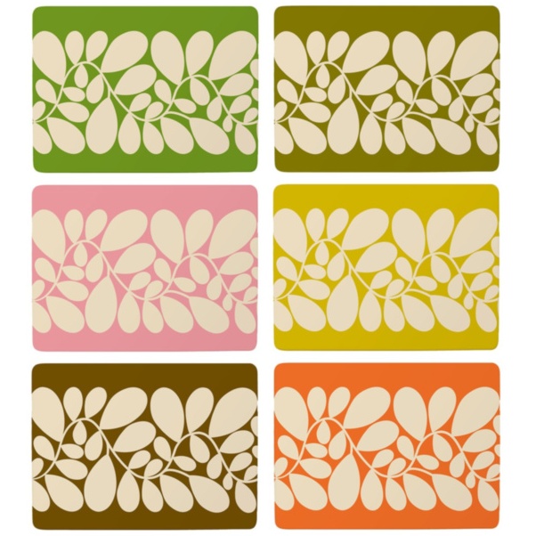 Orla Kiely Yellow/Green/Orange Sycamore Stripe Placemats Set Of 6