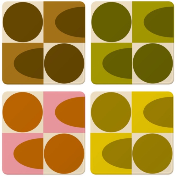 Orla Kiely Spot Square Oval Coasters Set Of 4