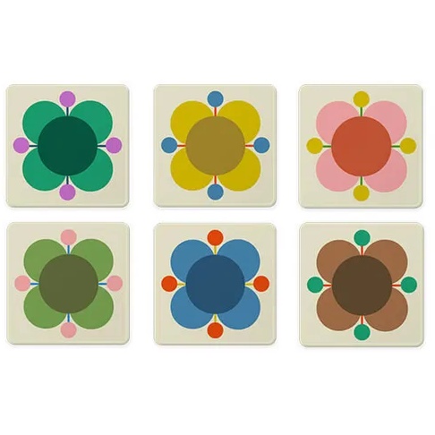 Orla Kiely Atomic Flower Coasters Set Of 6