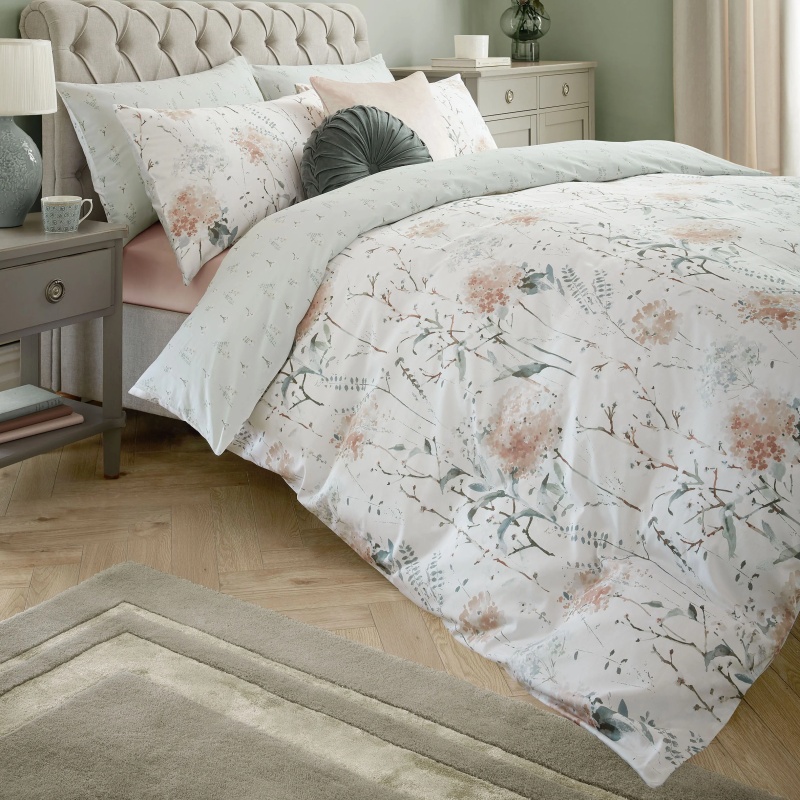 Laura Ashley Pink Pallington Bloom Duvet Cover Set - Plaster - Double