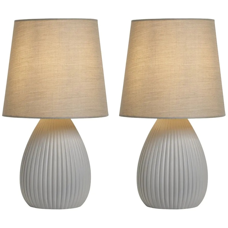 BHS Freya Teardrop Ceramic Table Lamp Pack Of 2 - Grey