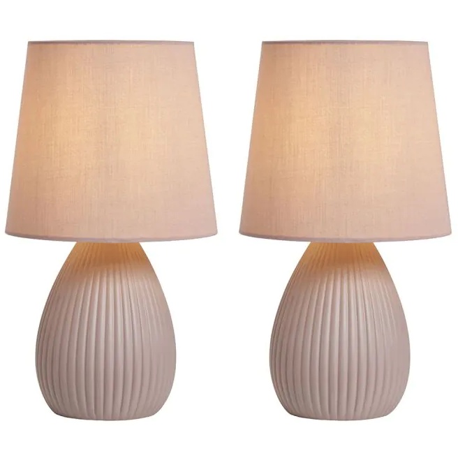 BHS Freya Teardrop Ceramic Table Lamp Pack Of 2 - Pink
