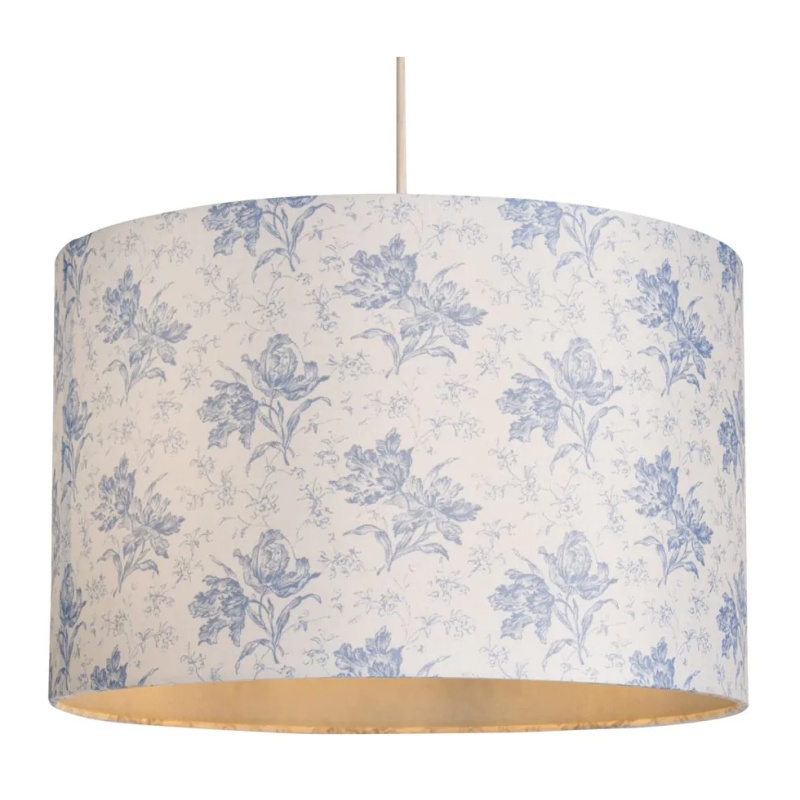 BHS Dora Floral Printed Drum Shade 35cm - Blue