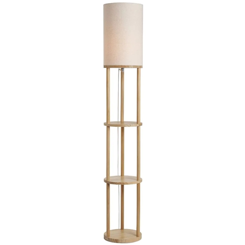 BHS Shelby Shelving Floor Lamp - Oak/Natural