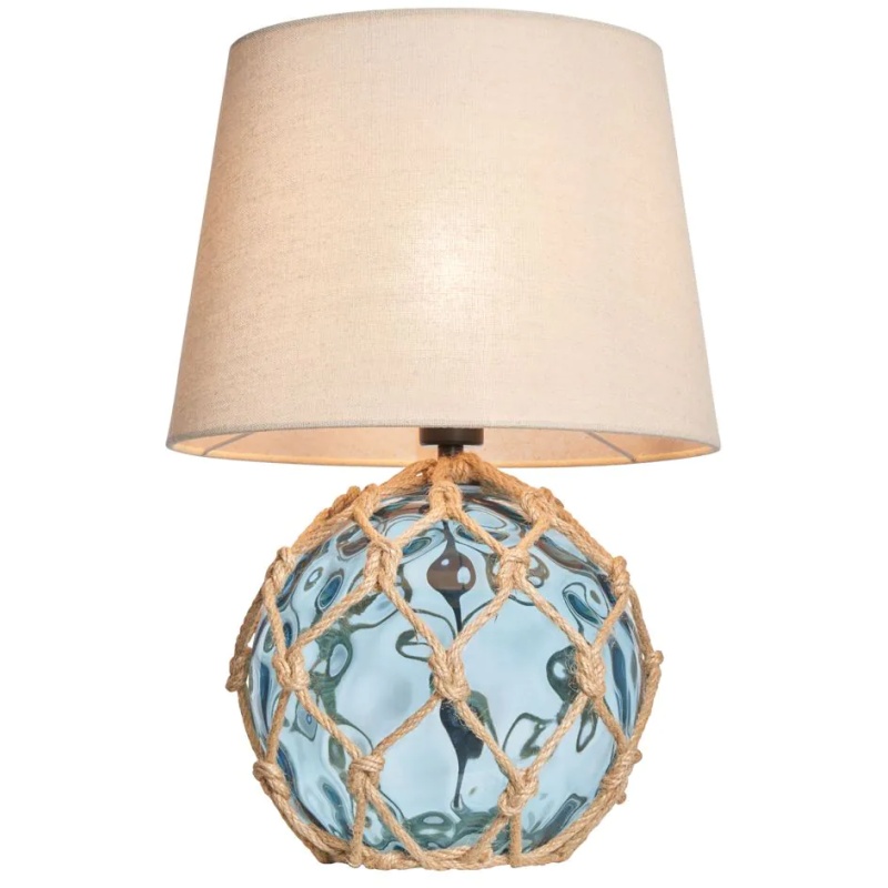BHS Lucy Dimpled Rope Covered Glass Table Lamp - Blue