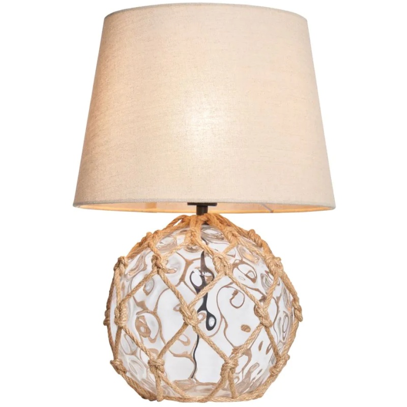 BHS Lucy Dimpled Rope Covered Glass Table Lamp - Clear