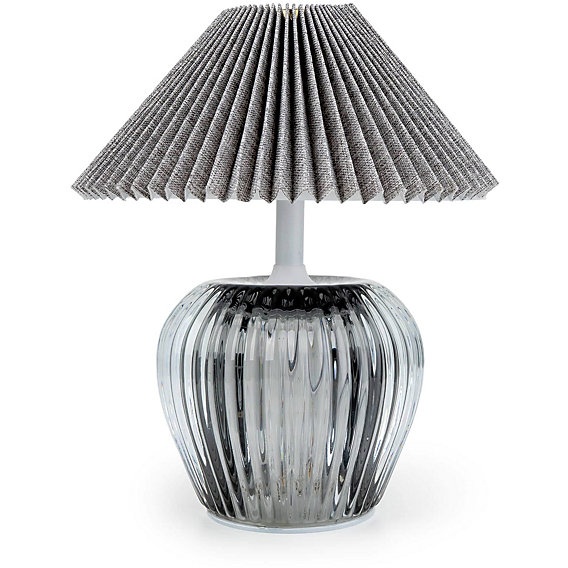 Candlelight Ridged Glass LED Table Lamp 19.5cm - Smokey Black