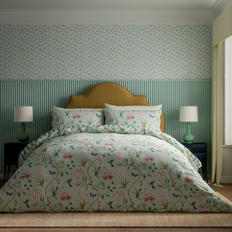 Sanderson Options Clementine Duvet Set - Raspberry & Sea Breeze