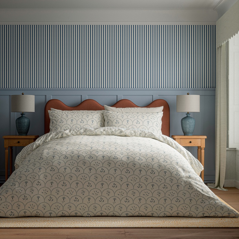 Sanderson Options Summer Scallop Duvet Set - Indigo