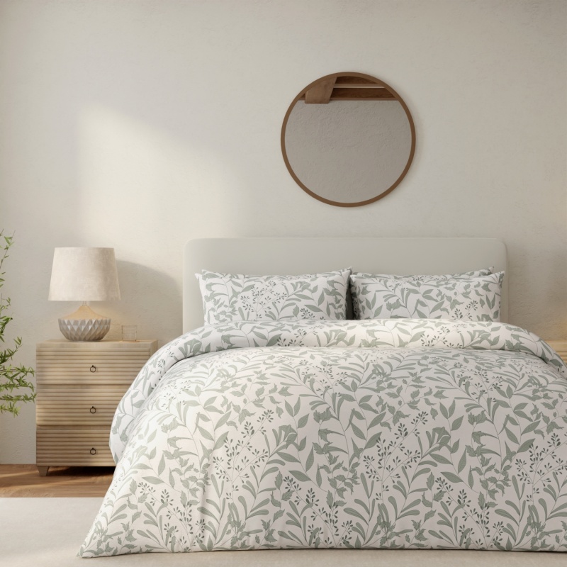 Vantona Leafy Trail Duvet Set - Cream/Green