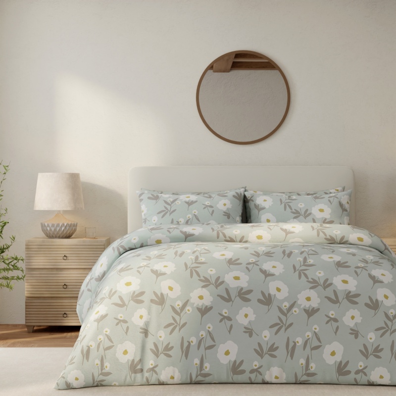 Vantona Simple Floral Duvet Set - Duck Egg