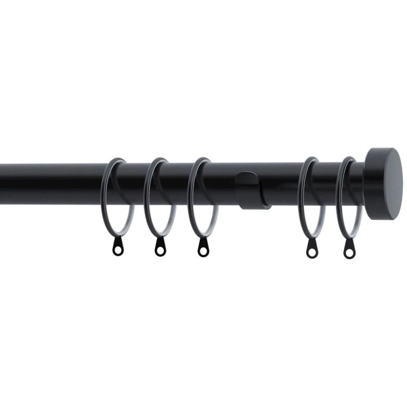 Speedy Stud End Cap Fixed Metal Curtain Pole Set - 28mm