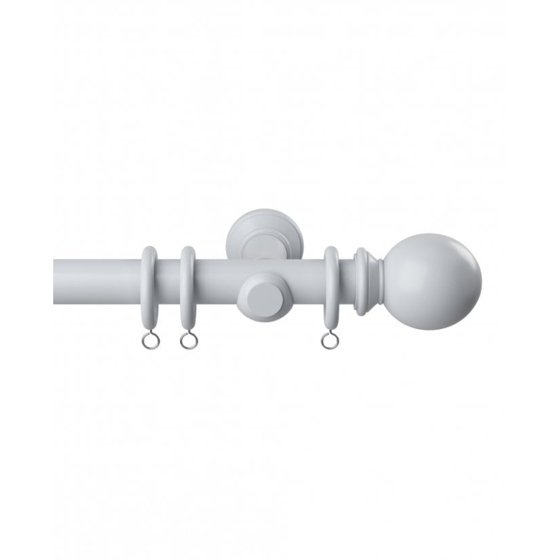 Speedy Woodland Ball Wooden Curtain Pole 28mm - White