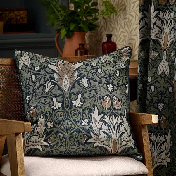 Morris & Co Snakeshead Feather Cushion 55cm - Indigo/Leaf Green