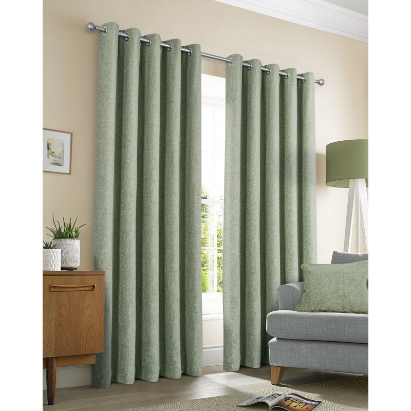 Sundour Amberley Thermal Eyelet Curtains - Sage