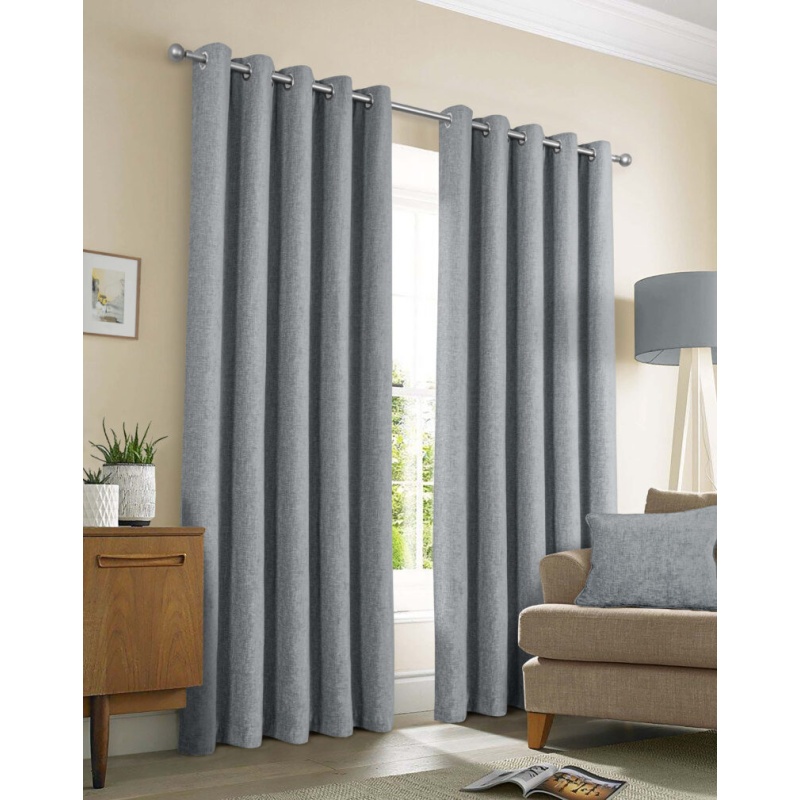 Sundour Amberley Thermal Eyelet Curtains - Nickel
