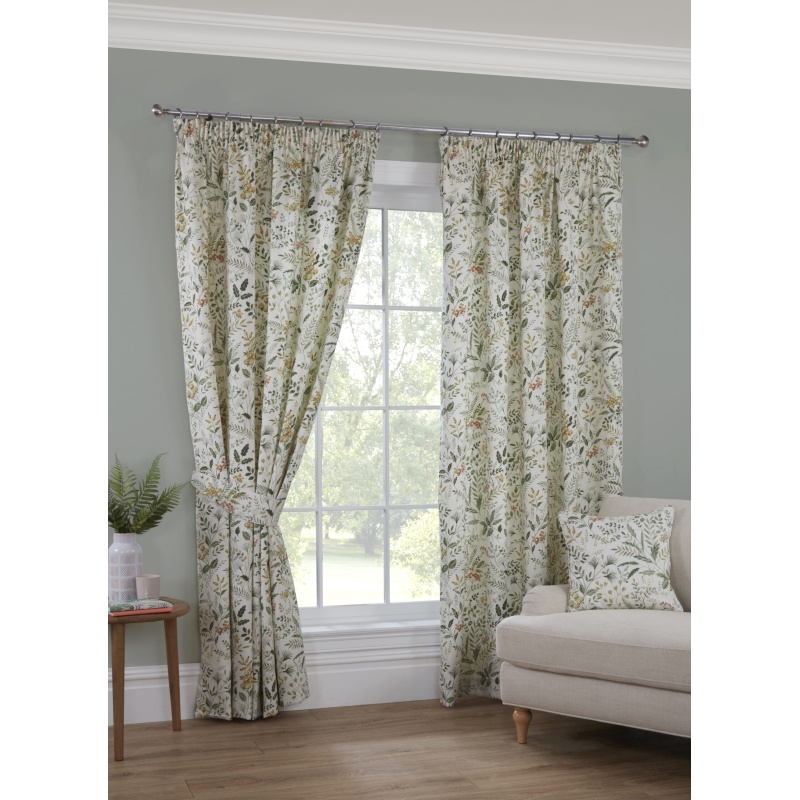Sundour Cleo Willow Lined Pencil Pleat Curtains - Green