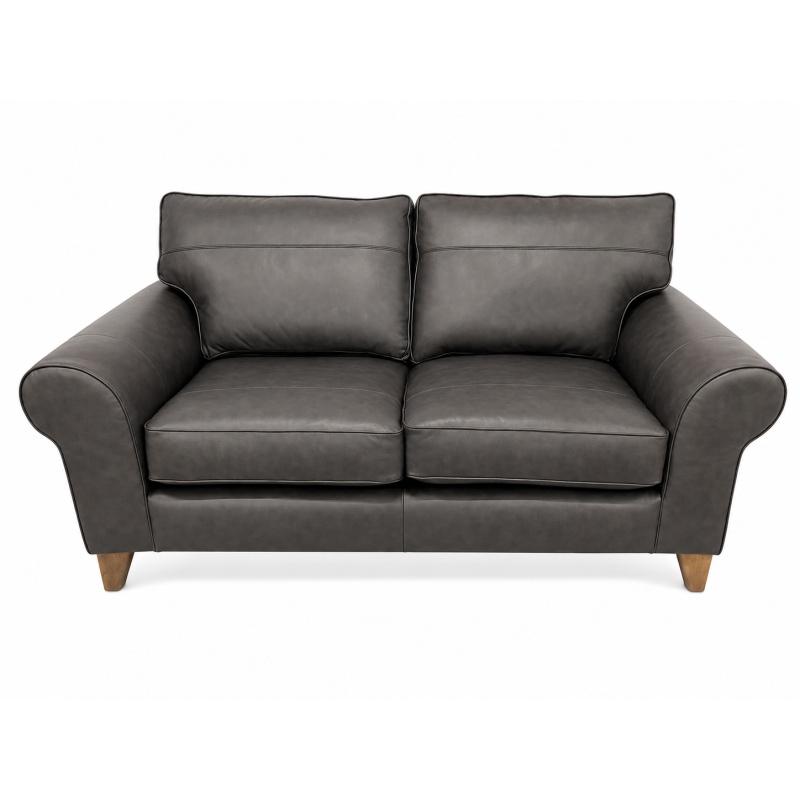 The Lounge Co The Lounge Co Penelope 2.5 Seater Sofa in Regal Charcoal Leather With Vintage Oak Tapered Legs