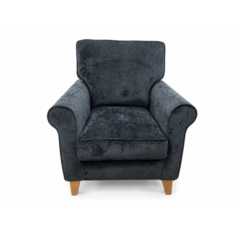 Alstons Alstons Paulina Chair in Ink Chadbury Velvet Fabric with Light Feet
