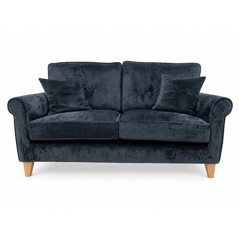 Alstons Alstons Paulina 2 Seater Sofa in Ink Chadbury Velvet Fabric with Light Feet