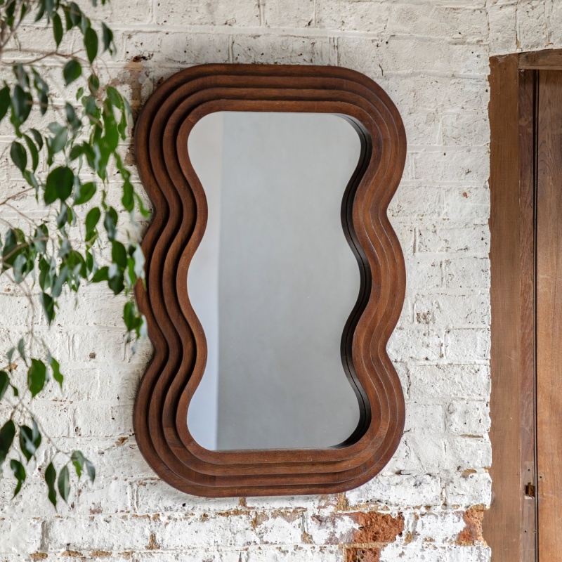 Gallery Direct Hasker Small Wavy Edge Mirror 62x90cm - Wooden