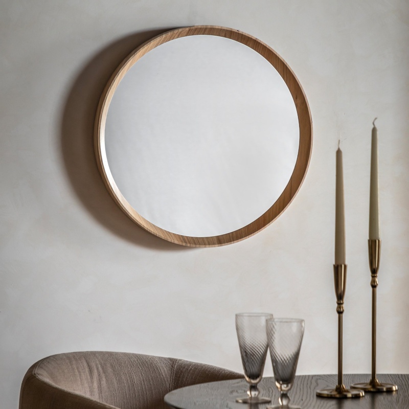 Gallery Direct Cedar Small Round Mirror 56cm - Oak