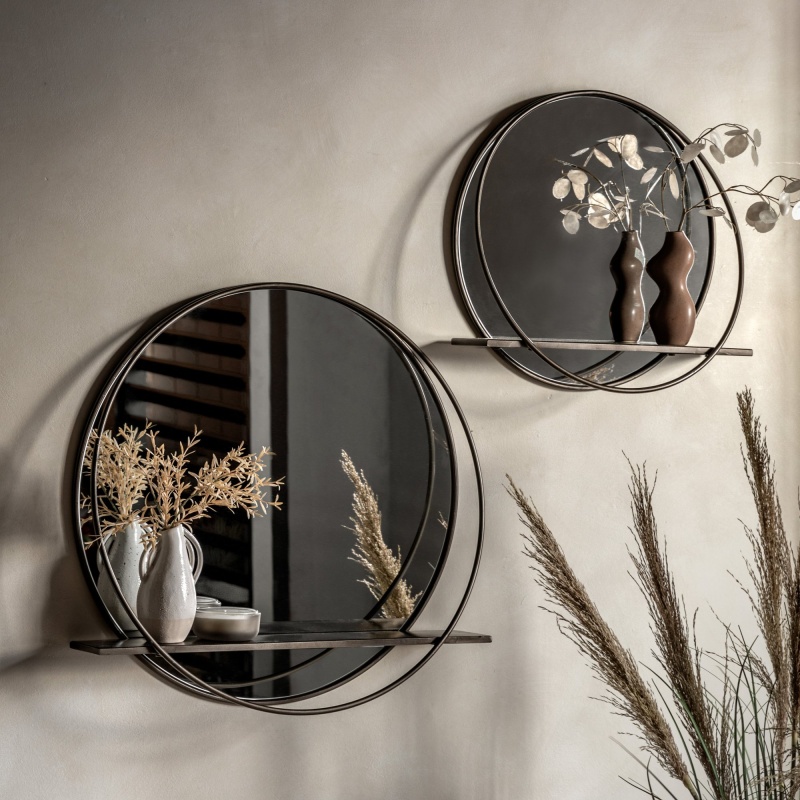 Gallery Direct Winslow Large Mirror & Integrated Shelf 58cm - Black