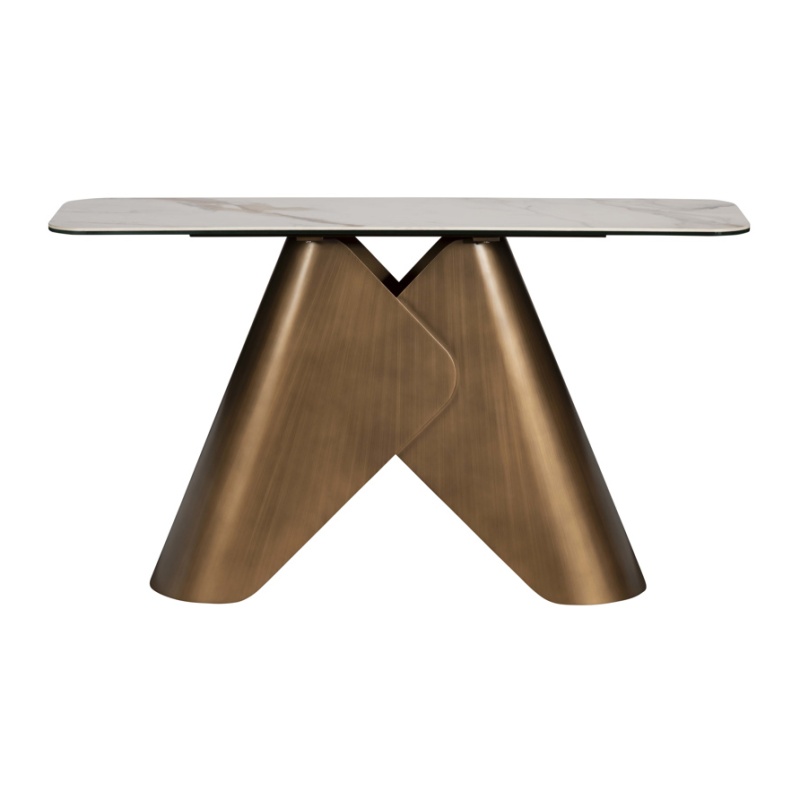Davos Console Table - Brushed Bronze/White Marble