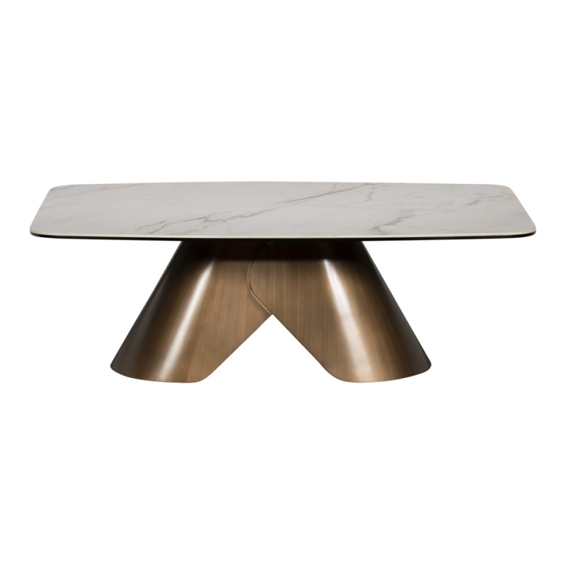 Davos Coffee Table - Brushed Bronze/White Marble