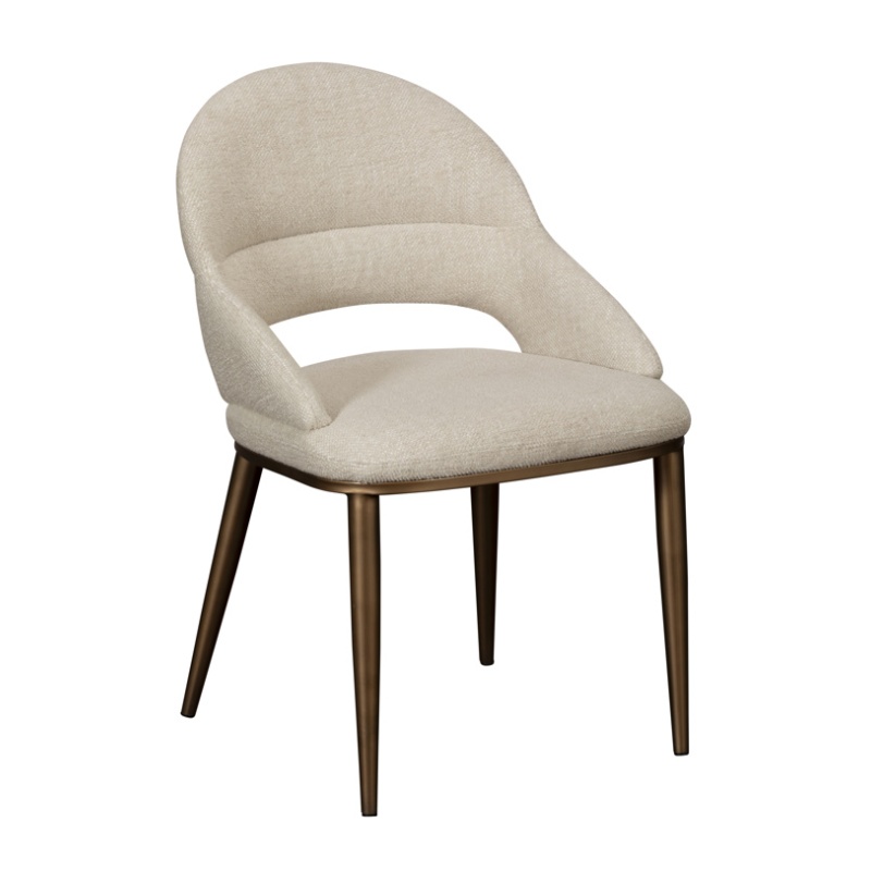 Davos Upholstered Dining Chair (Pair) - Brushed Bronze/Cream