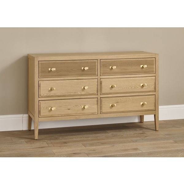 Illinois 3 + 3 Wide Chest of Drawers - Oak