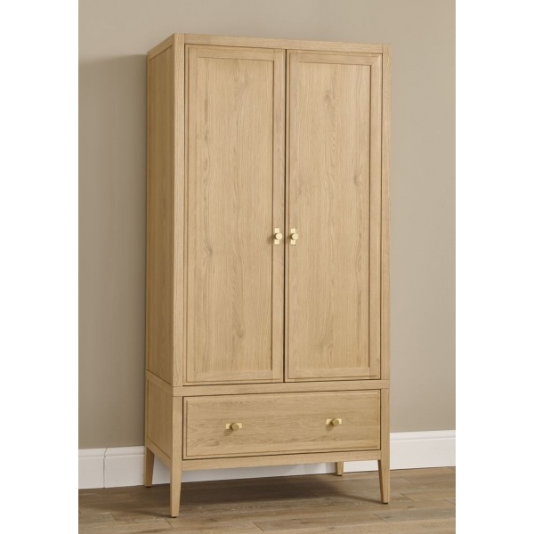 Illinois 2 Door Wardrobe With Drawer - Oak