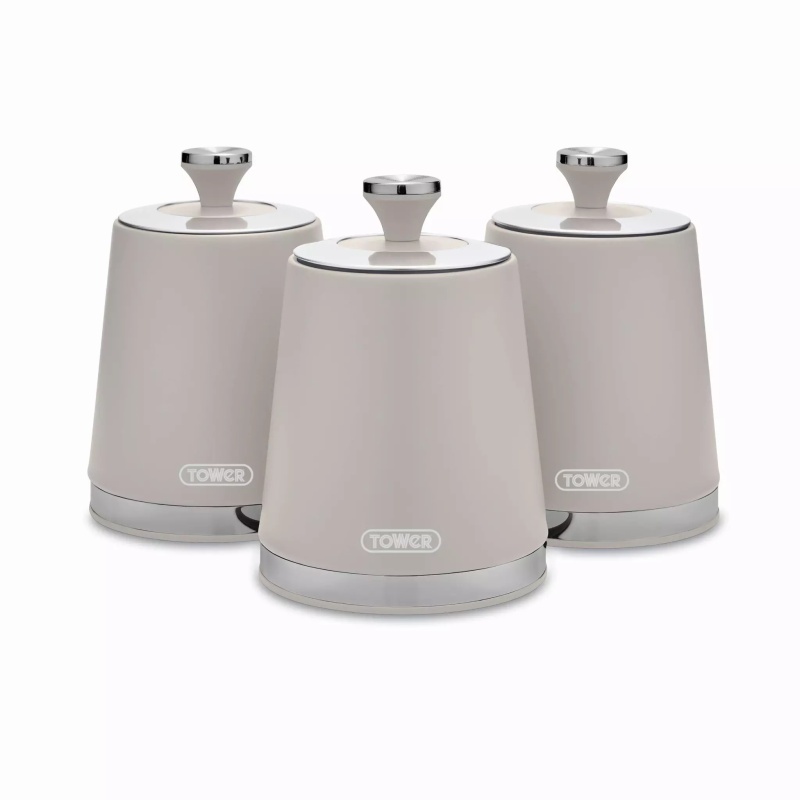 Tower Cavaletto Storage Canisters Set Of 3 - Latte