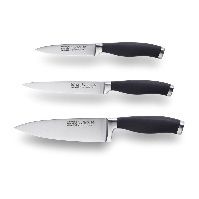 Taylors Eye Witness Syracuse 3 Piece Knife Set - Black