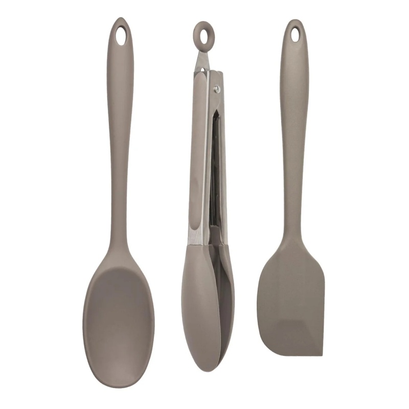 Taylors Eye Witness Silicone Spoon, Tongs & Spatula Set - Grey