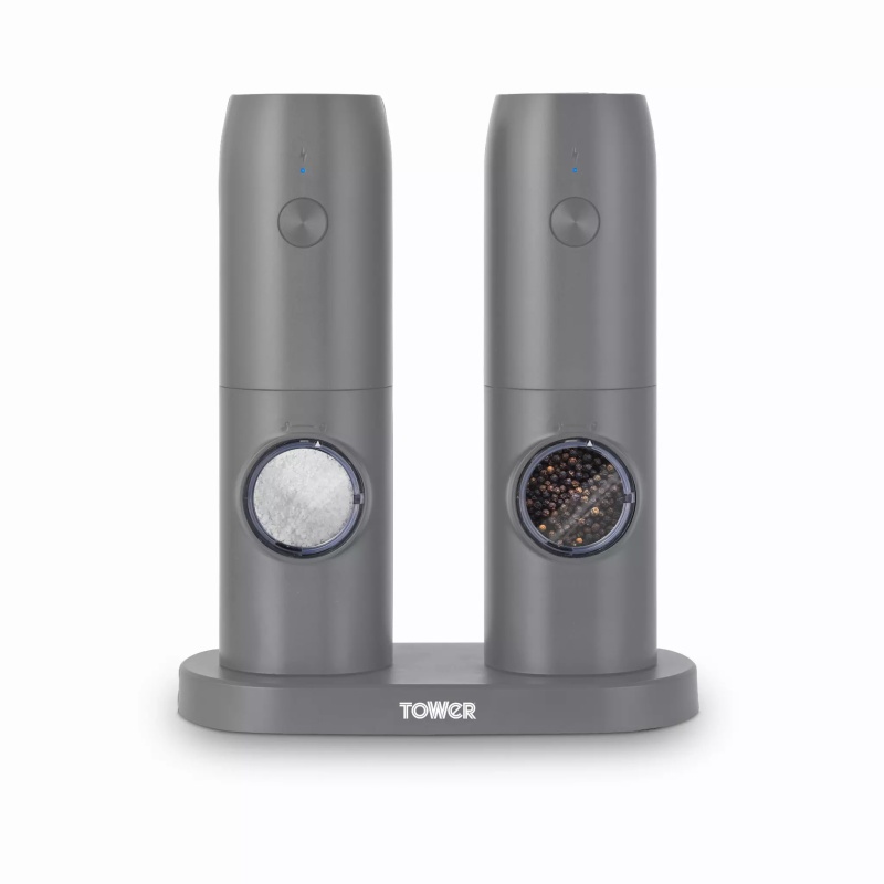 Tower Rechargeable Salt & Pepper Mill - Grey