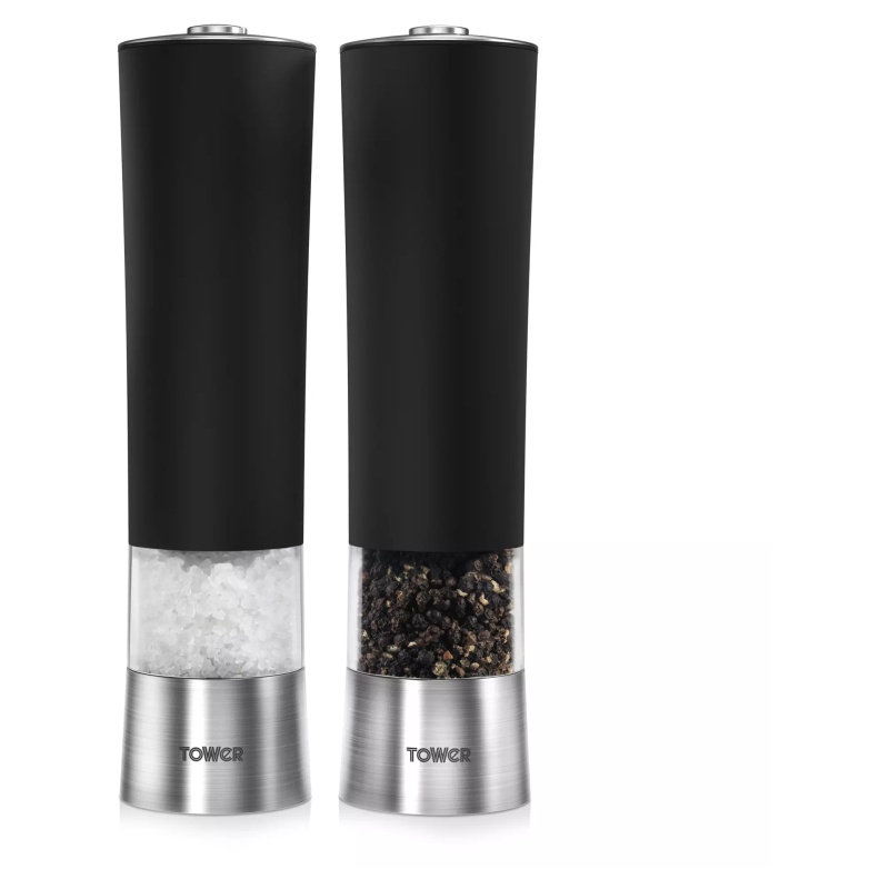 Tower Electric Salt & Pepper Mill Set - Black