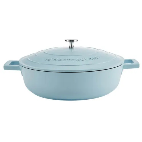 Masterclass Cast Aluminium Shallow Casserole Dish 28cm - Sky Blue