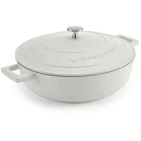 Masterclass Cast Aluminium Shallow Casserole Dish 28cm - Cream