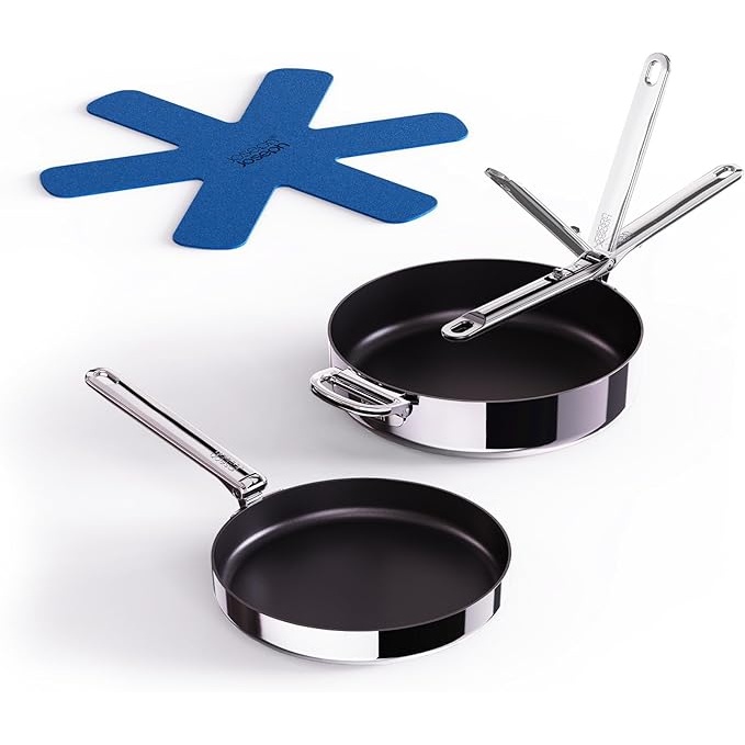 Joseph Joseph Space Steel Non-Stick 2 Piece Frying Pan Set