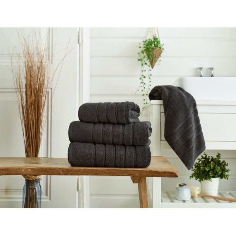 The Lyndon Company Rainham Cotton Towel - Charcoal