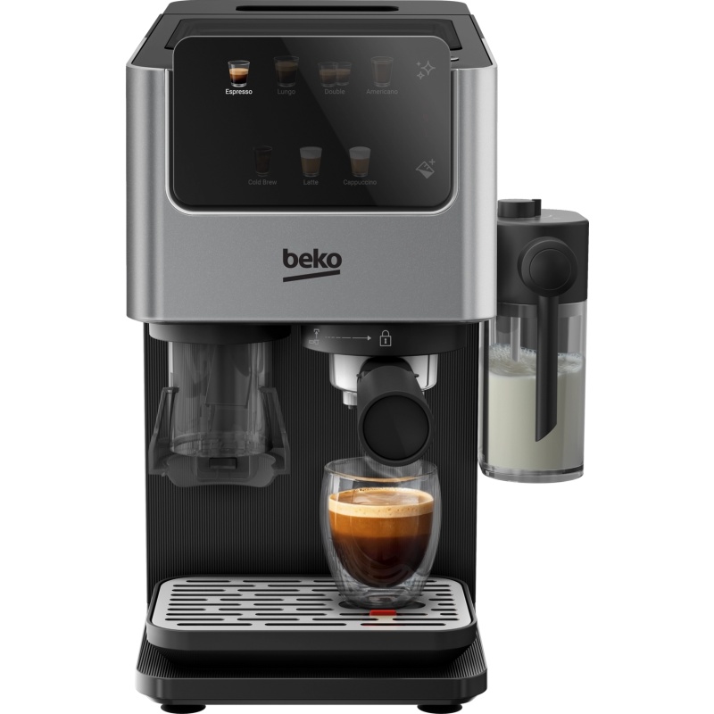 Beko CED7524X Espresso Machine With Integrated Grinder And Milk Cup - Silver