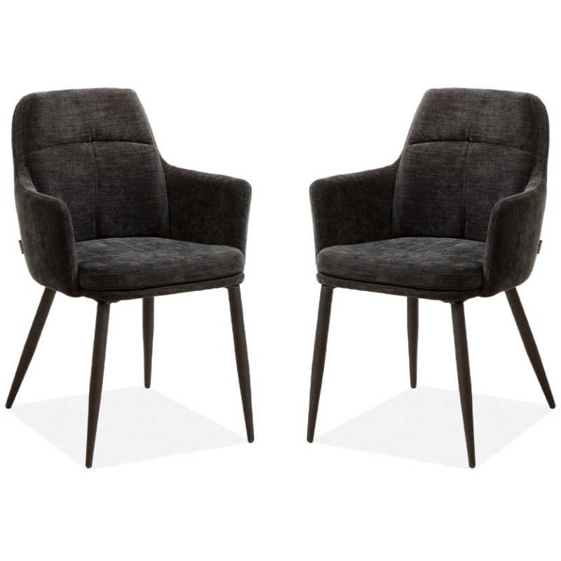 Annie Upholstered Dining Armchair (Pair) - Miami Black Fabric