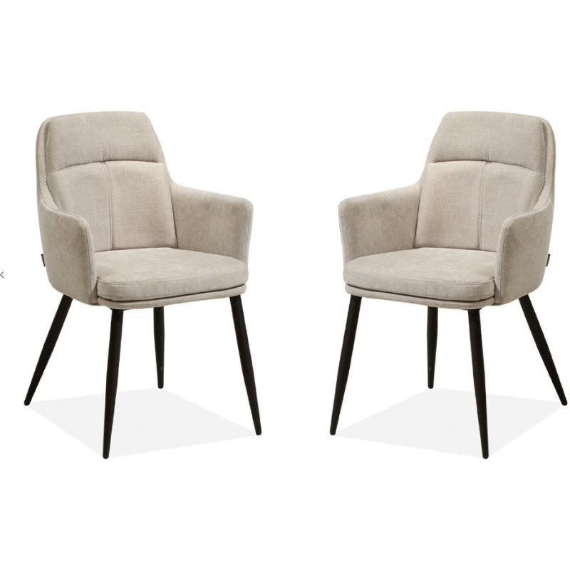 Annie Upholstered Dining Armchair (Pair) - Miami Toffee Fabric