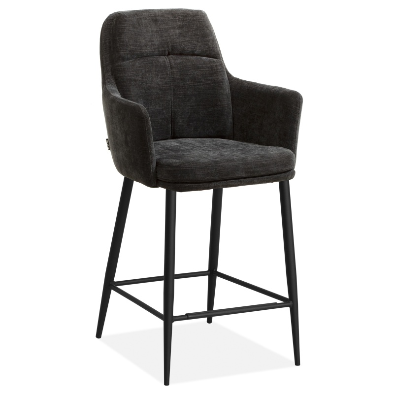 Annie Upholstered Barstool (Pair) - Miami Black Fabric
