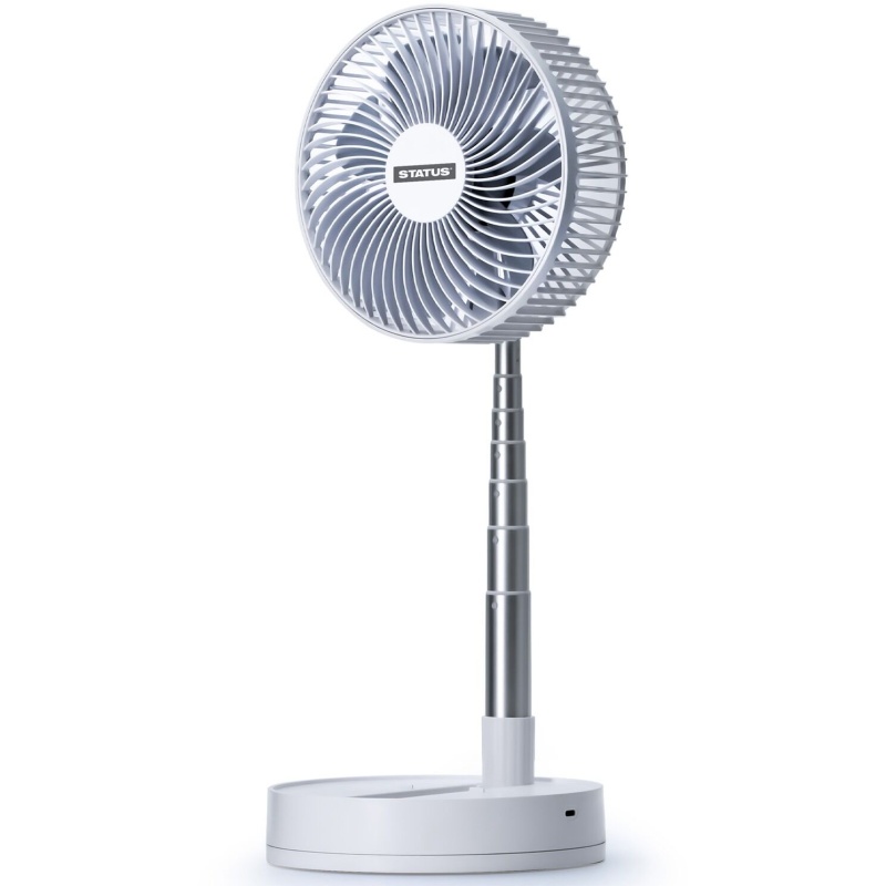 Status Status 8-inch Telescopic Folding USB Rechargeable Desk & Floor Fan - White