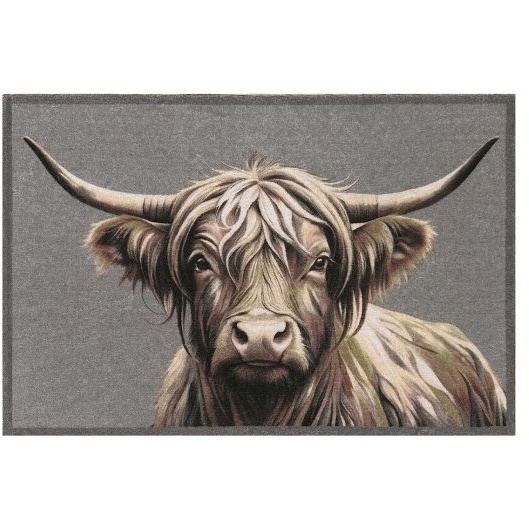 Likewise Matting Knightsbridge Highland Cow Door Mat 70x50cm - Brown