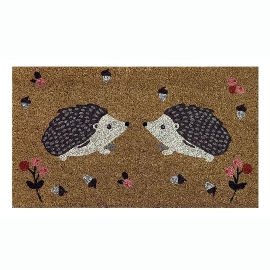 Likewise Matting Gainsborough Hedgehogs & Acorns 70x40cm Coir Mat - Natural